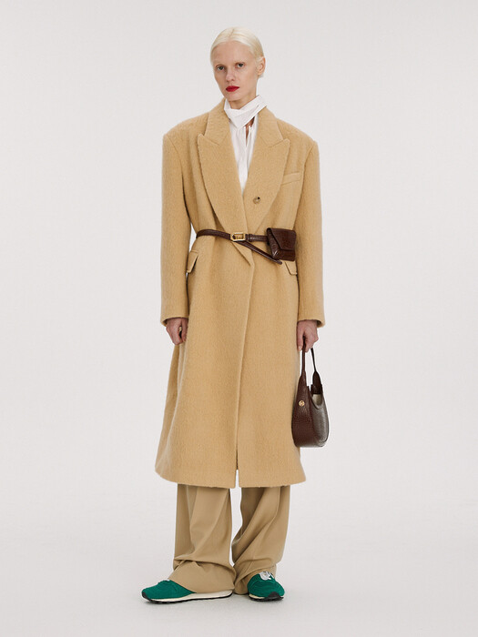 SHAGGY ALPACA OVER COAT, YELLOW BEIGE