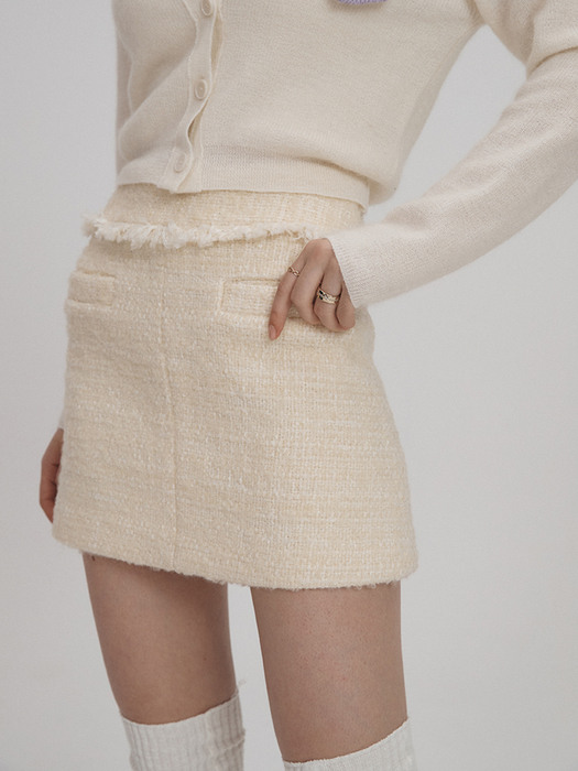 Tassle Tweed Wool  Mini Skirt [3color]