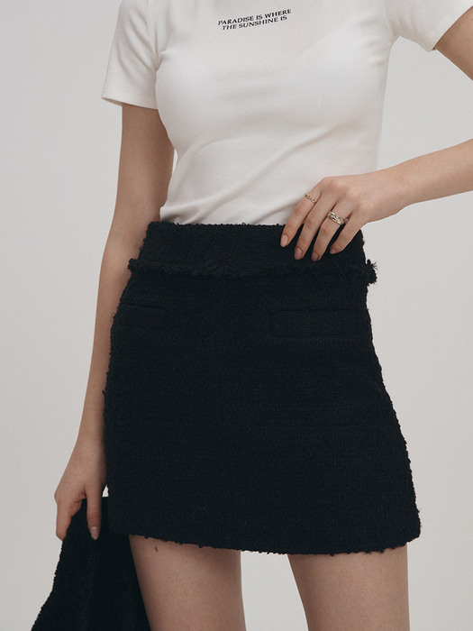 Tassle Tweed Wool  Mini Skirt [3color]