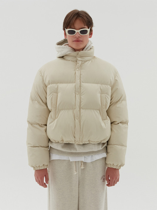 LEATHER DOWN PUFFER JACKET [IVORY]