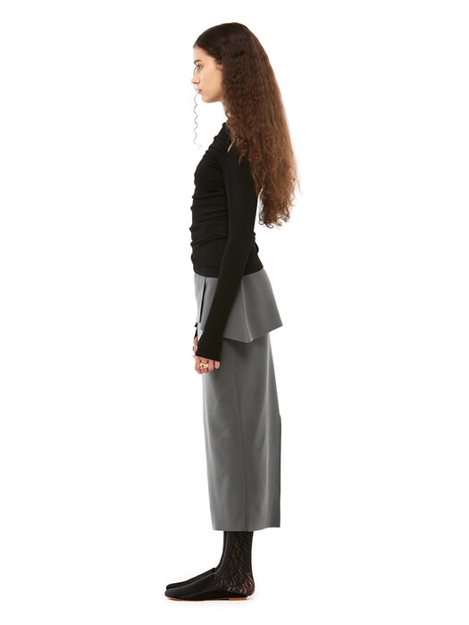 Mika Double Long Skirt_Ash Gray