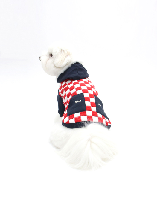 CHECKERBOARD HOODIE ZIPUP-RED(후드집업)