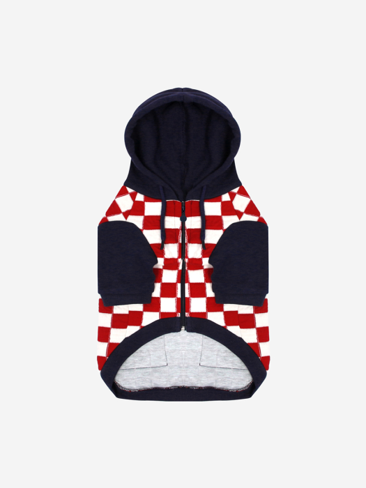 CHECKERBOARD HOODIE ZIPUP-RED(후드집업)