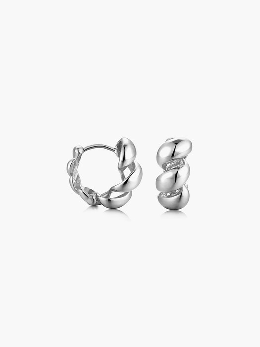 [Silver925] Bran Twist Huggie Earrings