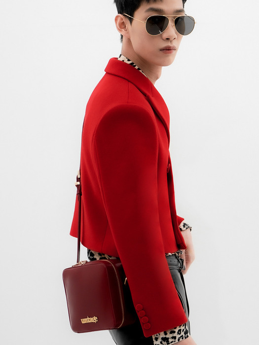 Logo-Plaque Leather Cross-Body Bag[Red(UNISEX)]_UTA-HC01 