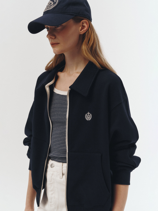 UNISEX CREST LOGO COLLAR ZIP-UP BLOUSON FRENCH NAVY_UDTS3A118N2