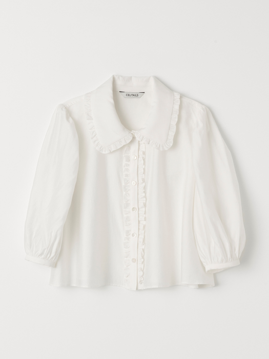 FRILL CROP BLOUSE_IVORY