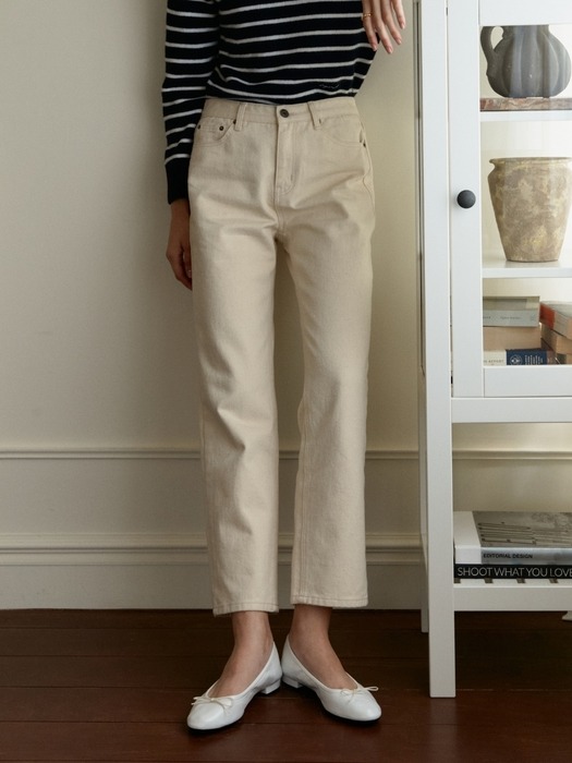 DEPOUND드파운드]slim straight denim pants - ecru