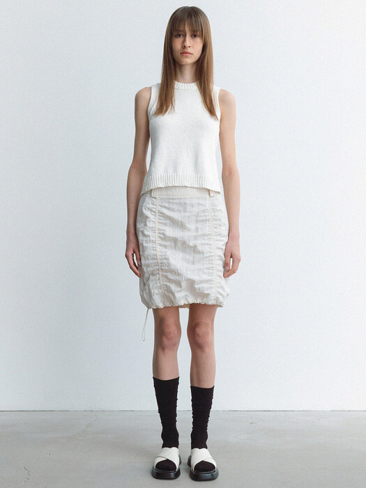 nylon puckering skirt (cream)