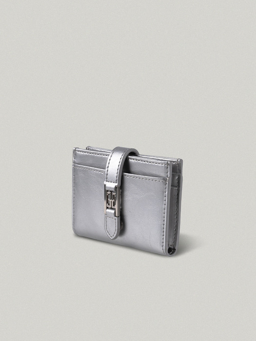 CLASSIC LOGO CARD WALLET IN SILVER