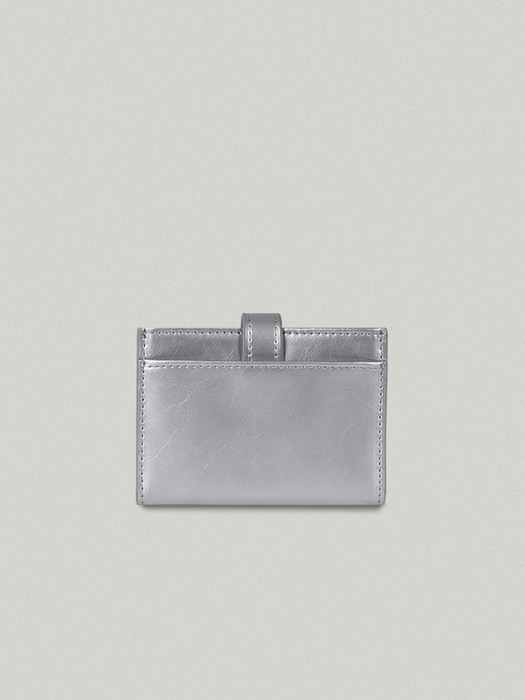 CLASSIC LOGO CARD WALLET IN SILVER