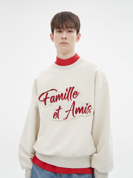 FAMILLE EMBROIDERY CUTTING PATCH SWEATSHIRT(BURGUNDY)