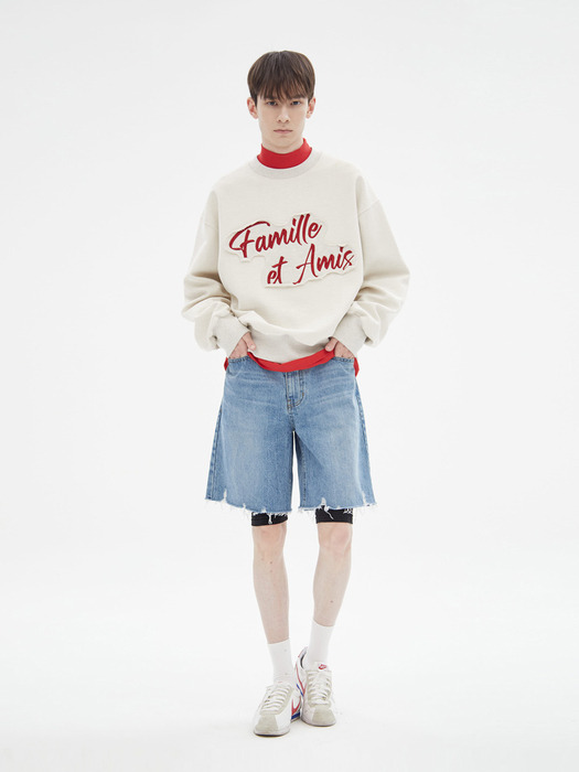 FAMILLE EMBROIDERY CUTTING PATCH SWEATSHIRT(BURGUNDY)