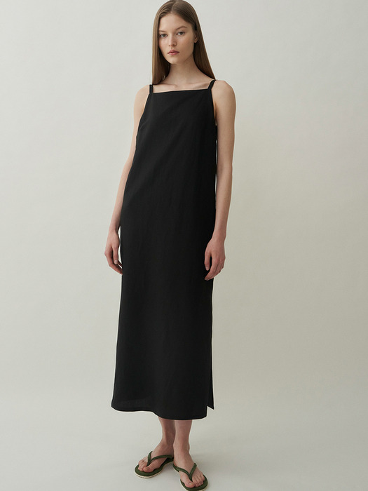 linen camisole dress (black)