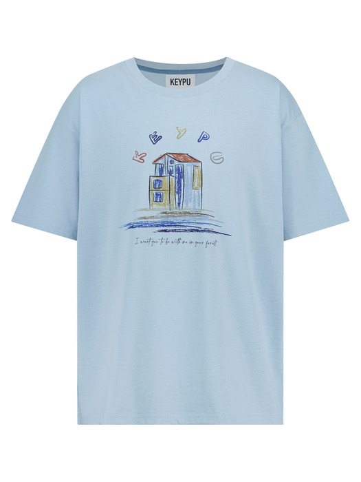 REAS AREA DRAWING T-SHIRT (SKY BLUE)