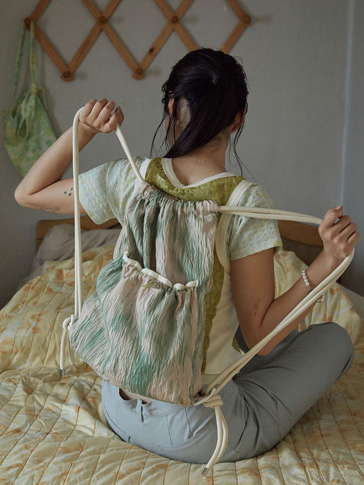 Wave string bag - Peach green