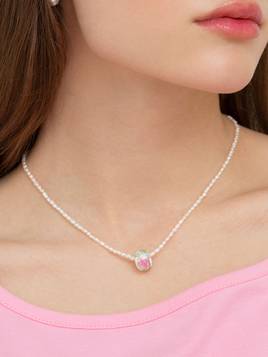 flower ceramic pearl necklace (PINK)