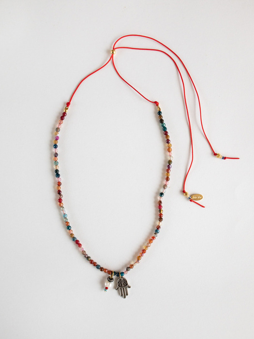 Indian gemstone and pendant with string necklace