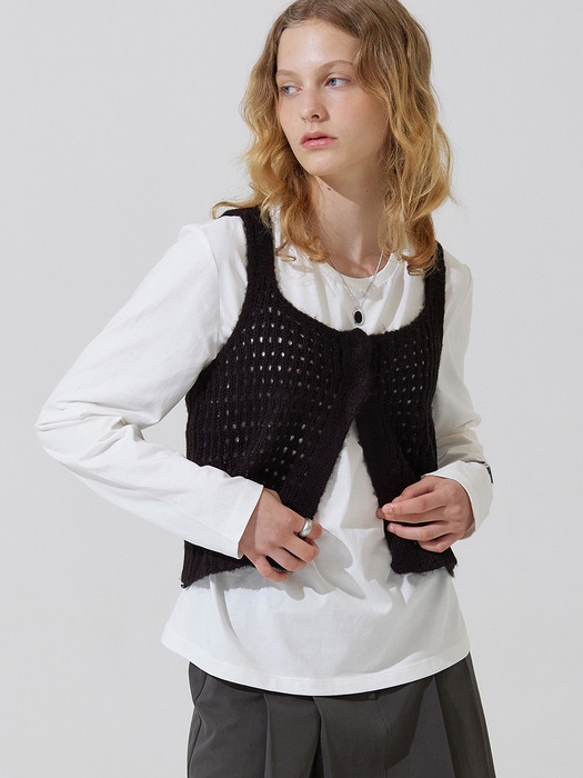 Kiat netting knit vest - black