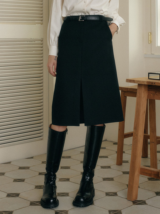 헤이즐 트임 미디 스커트 / HAZEL SLIT MIDI SKIRT_3colors