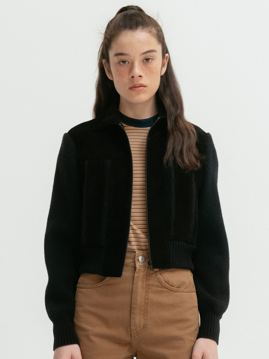 Via Suede knit Blouson (Black)