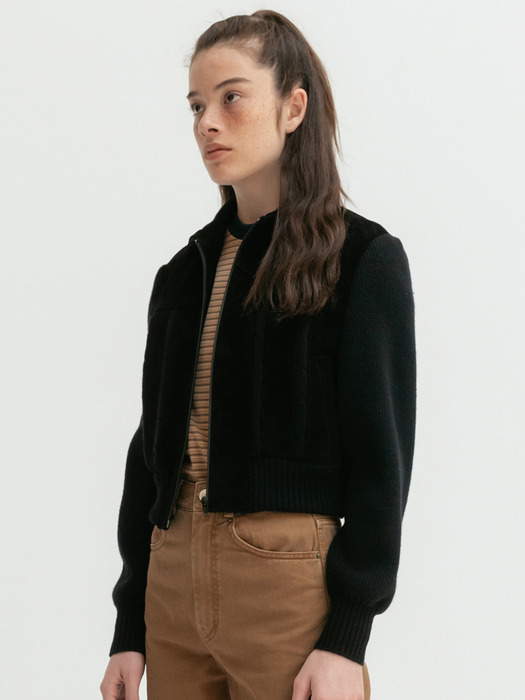 Via Suede knit Blouson (Black)