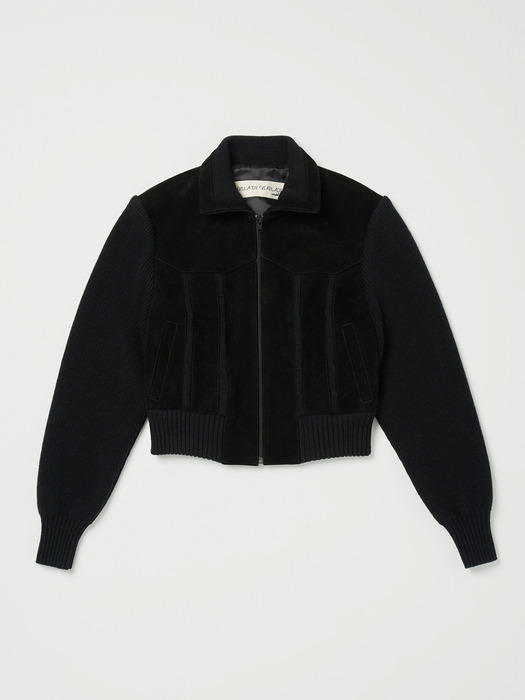 Via Suede knit Blouson (Black)