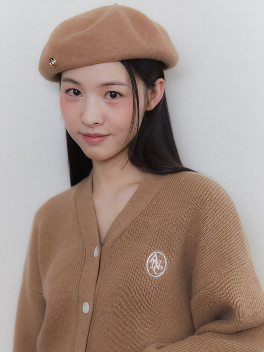 ANC LOGO POINT WOOL BERET_BEIGE