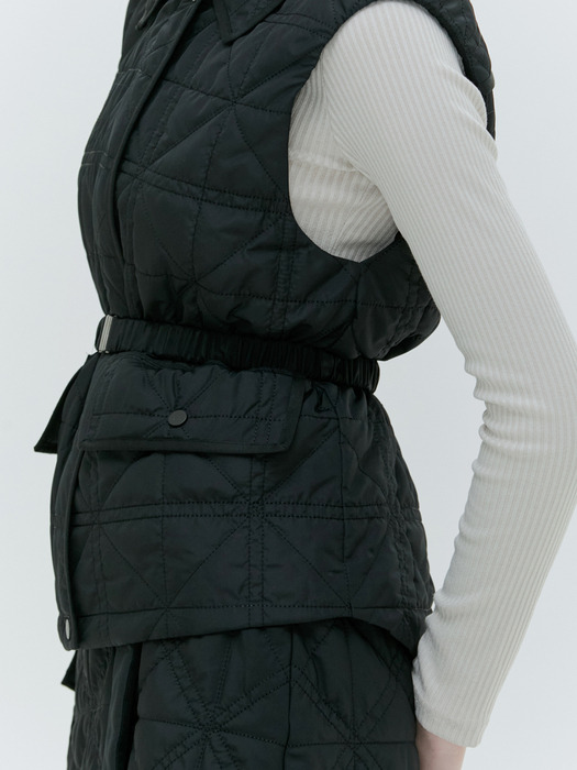 EMBROIDERY PADDING VEST [IVORY][BLACK]