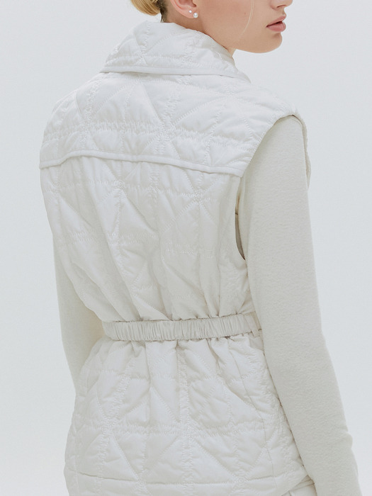 EMBROIDERY PADDING VEST [IVORY][BLACK]