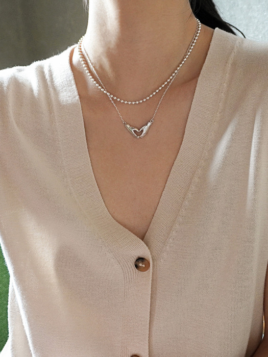 [Silver925] Heart hands necklace
