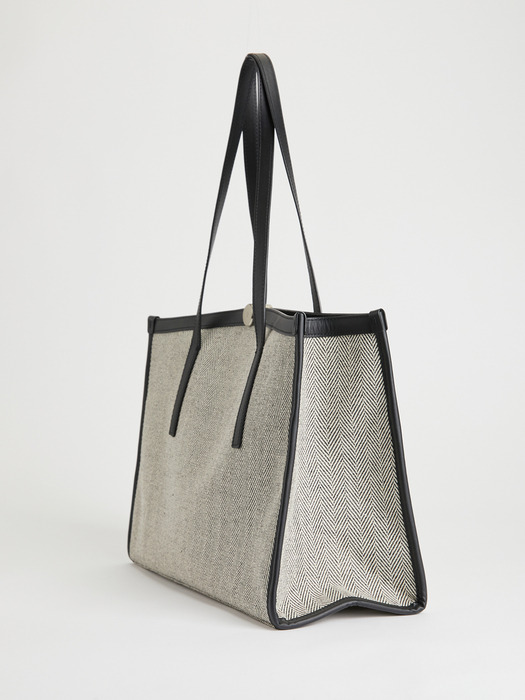 23FW Herringbone Canvas Shopper Bag_Black
