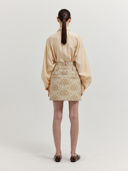 XINNA Waistband Layered Mini Skirt - Beige
