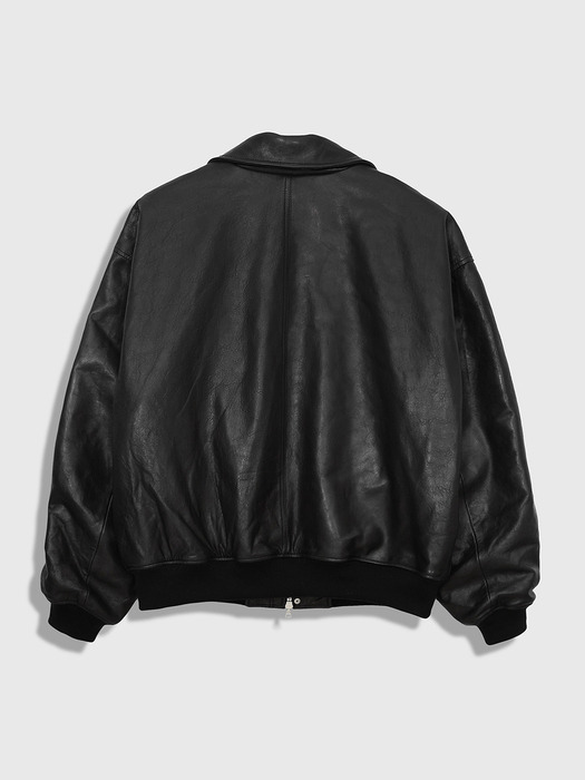 Taxi Bomber Leather Jacket (Black)