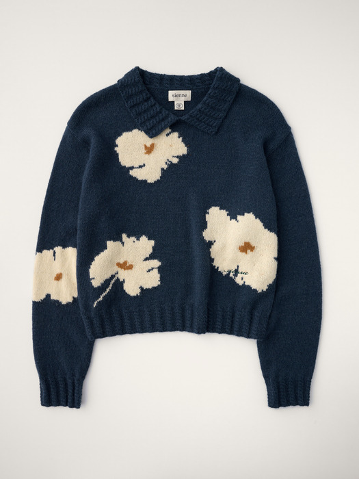 Fleur Jacquard Sweater (Navy)