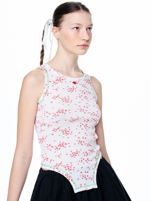 BODY SUIT DETAIL SLEEVELESS TOP FLORAL_RED