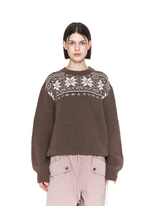 MATIN SNOWFLAKE KNIT SWEATER IN BROWN