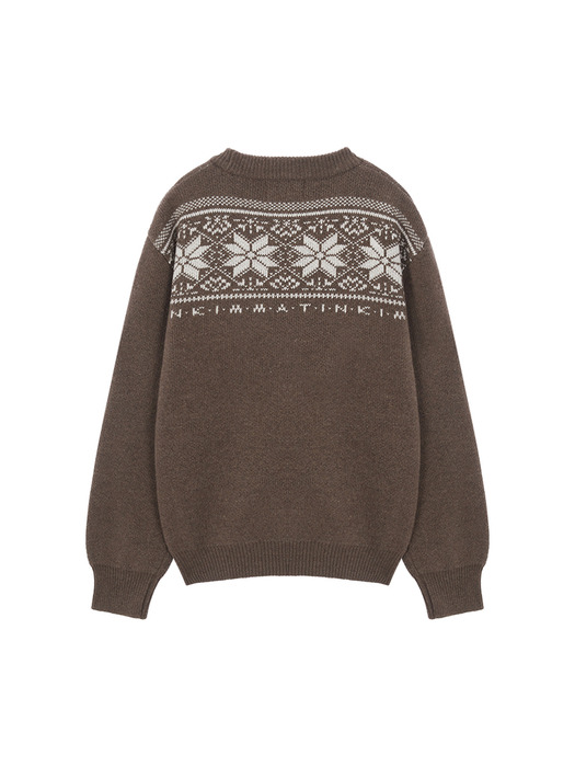 MATIN SNOWFLAKE KNIT SWEATER IN BROWN