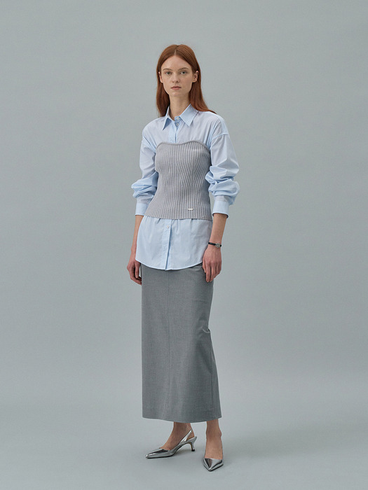 H-Line Minimal Long Skirt[LMBDSPSK402]-Gray