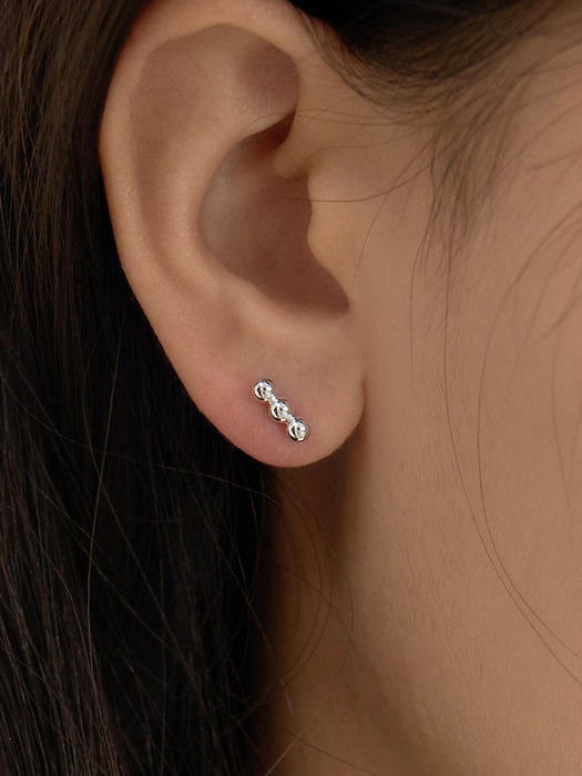 silver 925 three ball earrings