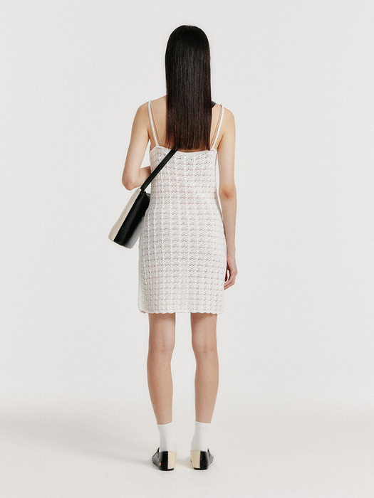 YUTONI Lace Textured Knit Dress - White