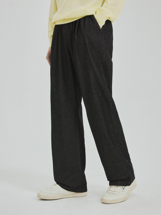 Easy Denim Semi-Wide Banding Pants(2color)