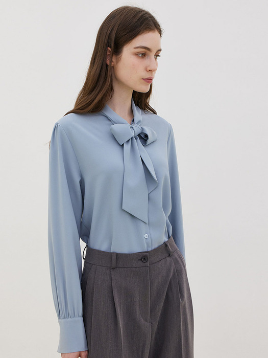 Twoway Tie Blouse - Sky Blue