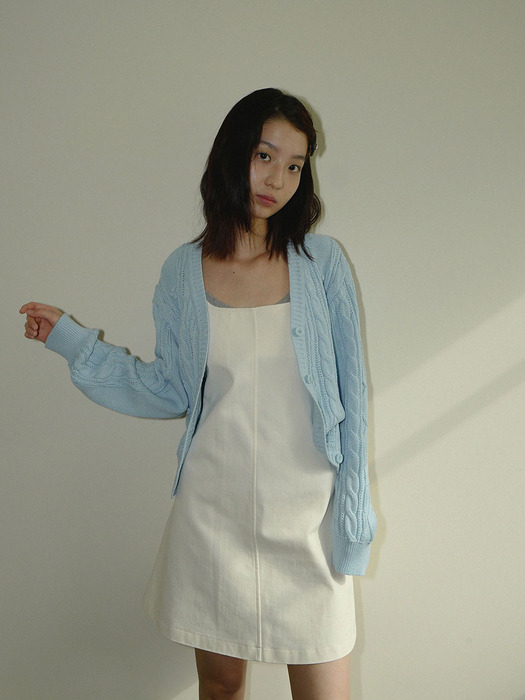 moui Bloom V neck cardigan (L/BLUE)