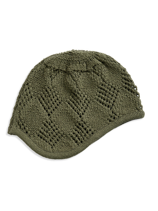 ARGYLE POINTELLE EARFLAP BEANIE, KHAKI