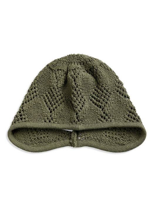 ARGYLE POINTELLE EARFLAP BEANIE, KHAKI