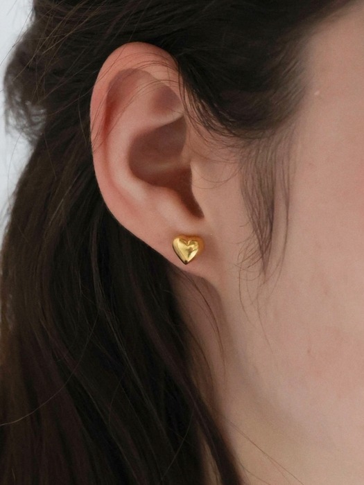 [Silver 925] Plump Heart Earrings SE227 - Gold