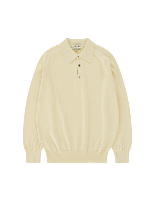 Cotton standard saddle Polo Knit (Ecru)