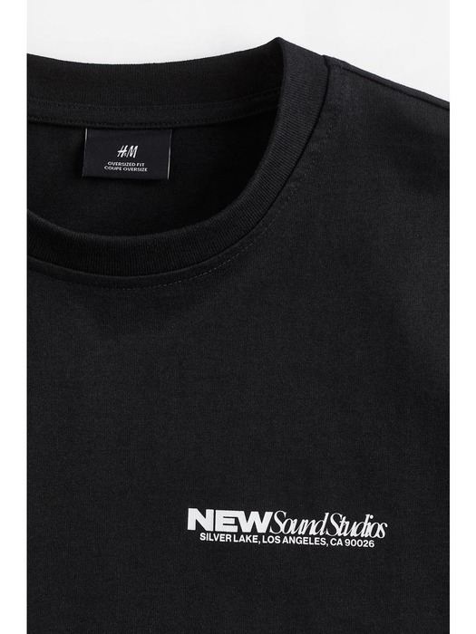 오버사이즈핏 프린트 티셔츠 블랙/New Sound 1217039009
