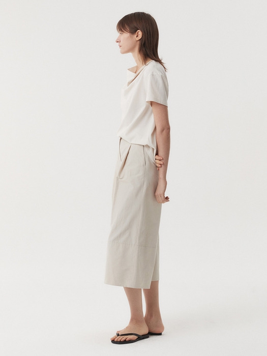 WIDE CROPPED PANTS (CREAM)